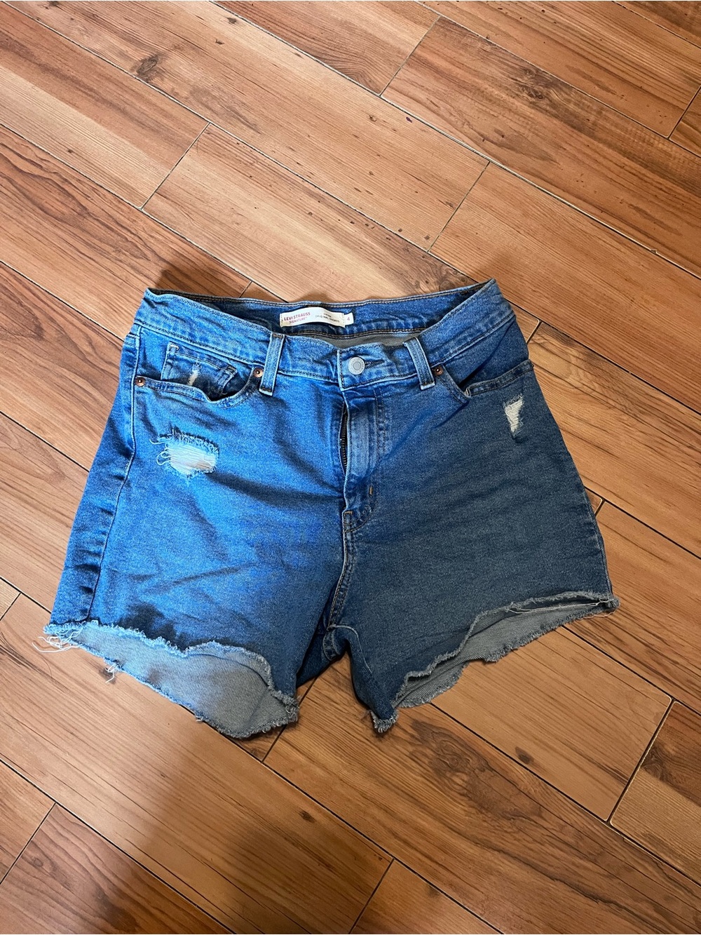 Denim Cutoff Shorts in Blue - Casual High-Rise Style